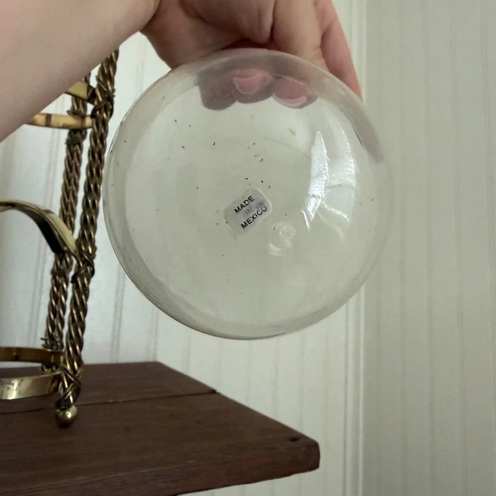 Vintage Metal and Glass Pillar Candle Holder